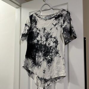 Black and White Tie-Dye Women's bodysuit L NWT